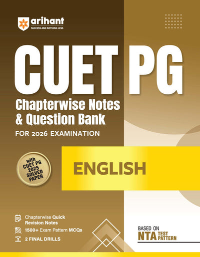 CUET PG 2026 English | Chapterwise Notes & Question Bank | Based on NTA Pattern | 1500+ Exam Pattern MCQs | Quick Revision Notes | 5 Final Drills | Solved Paper 2025