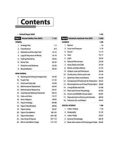 Chhattisgarh NMMSEClass VIII Exam 2025-26 | Part-1 (Mental Ability) & Part-2 (Scholastic Aptitude Test) | English Medium