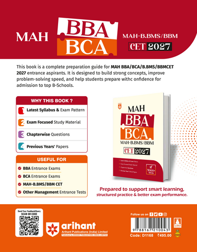 MAH BBA/BCA/BBM/BMS CET 2027 | Complete Guide as per Latest Exam Pattern | 5000+ MCQs, Chapterwise Questions, Previous Years' Solved Papers & Exam-Focused Study Material
