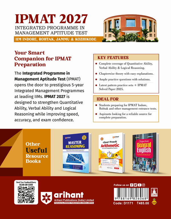 IPMAT 2027 | Complete Preparation Guide for IIM Indore, Rohtak, Jammu & Kozhikode | Chapterwise Theory & 2000+ Practice Questions with Detailed Solutions and Latest Solved Paper