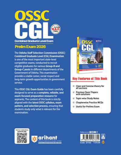 OSSC CGL (Combined Graduate Level) Prelims Exam 2026 | Complete Study Book for Group B & C Posts | with 2 Solved Papers | Topic-wise Study Notes, Exam-Focused Practice MCQs & 3000 Questions