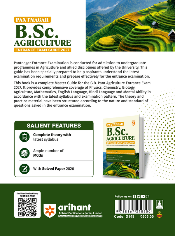 Pantnagar B.Sc. Agriculture Entrance Exam Guide 2027 | For G.B. Pant University of Agriculture & Technology Uttarakhand | Physics, Chemistry, Biology, Mathematics & Agriculture | Latest Exam Pattern