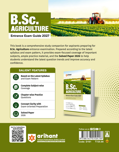 B.Sc. Agriculture Entrance Exam 2027 | Complete Study Guide for CUET, UPCATET, ICAR, Rajasthan JET & Other Agriculture Entrance Exams | Chapterwise Quick Theory, 3000+ MCQs, PYQs up to 2026 & Latest Syllabus