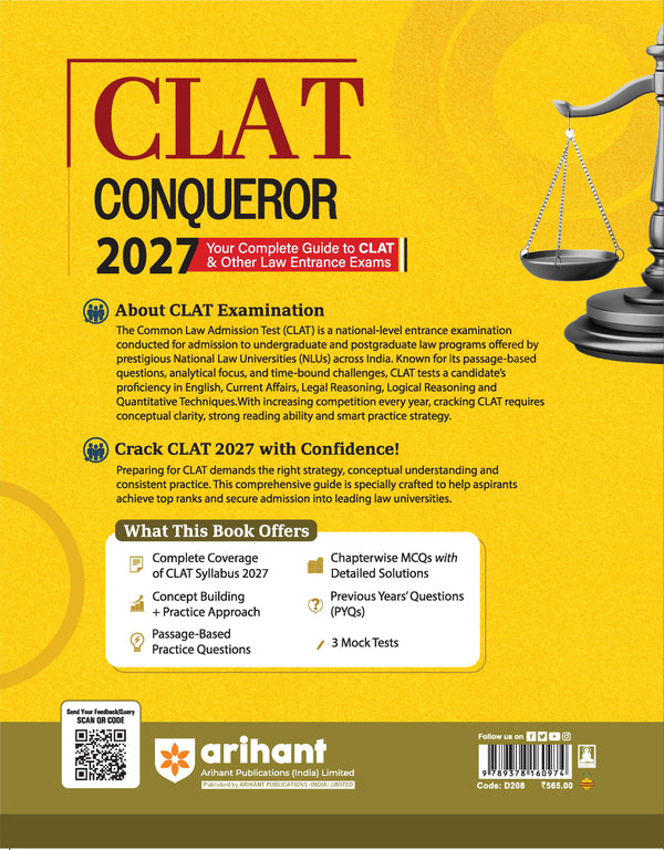 CLAT conqueror 2027 law entrance exam preparation book