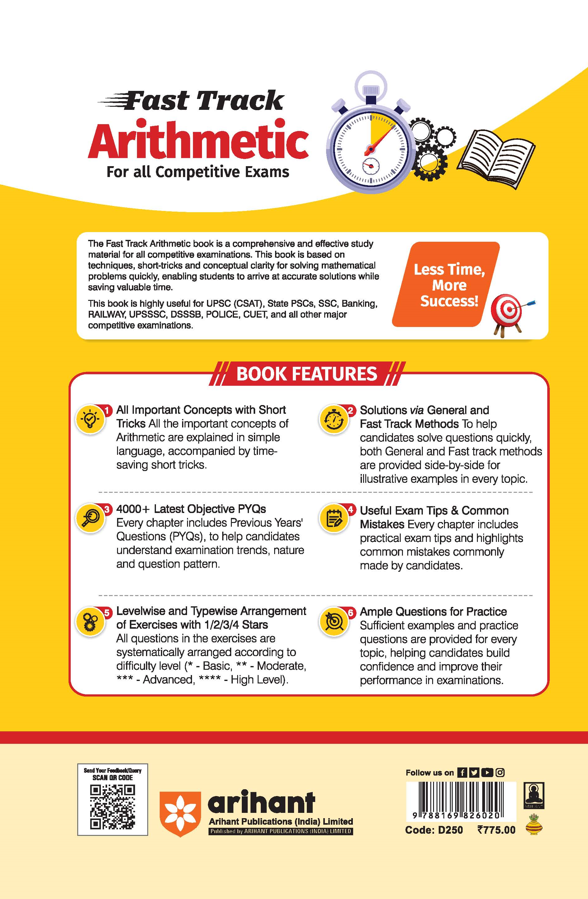 Fast Track Arithmetic | 4000+ MCQs & PYQs with Short Tricks, Fast Calculations & Level-Wise Practice | Useful for SSC, Banking, Railway, UPSSSC, DSSSB, Police & CUET | Completely Revised Edition 2027