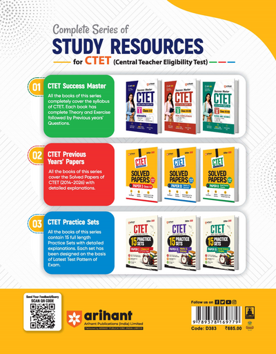 Success Master CTET 2026 Paper 2 (Class 6–8) Maths & Science | Child Development & Pedagogy, Mathematics, Science, English & Hindi | Chapterwise Smart Notes, 3000+ Exam-Based MCQs & Solved Papers