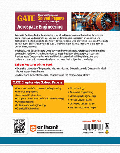 GATE Aerospace Engineering Chapterwise Solved Papers (2025-2007) & 6 Mock Papers | By Anshul Khandelwal, Siddhartha GS, Jagmohan Meena & Durgesh Chandel