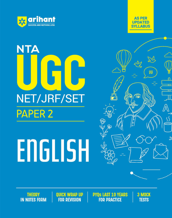 NTA UGC NET/JRF/SET Exam | Paper 2 - English | Complete Study Guide as per Updated Syllabus | Theory Notes, Quick Revision, PYQs Last 10 Years for Practice & 3 Mock Tests