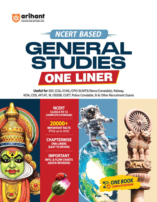 NCERT Based General Studies One Liner | 20000+ Important Facts, One-Line Notes & PYQs | Complete Revision Book for SSC, Railway, NDA, CDS, AFCAT, CUET, Police & Other Competitive Exams