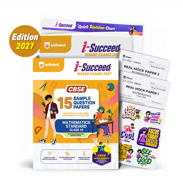 Combo (Set of 4 Books) i-Succeed CBSE Class 10 Exam 2027 Prep Kit: 15 Sample Question Papers (Maths Standard, Science, SST & Eng Lang & Lit) | Colour Cheat Sheets, Toppers Copy & Free Super Power Kit | Based on Latest SQP Released 21 Sept 2026