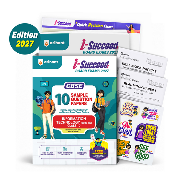 i-Succeed CBSE 10 Sample Question Papers Class 10 Information Technology (Code 402) Exam 2027 | Colour-Coded Revision Cheat Sheets, Based on Libra Office | FREE SUPER POWER KIT | Based on Latest CBSE SQP Released 21 Sept 2026