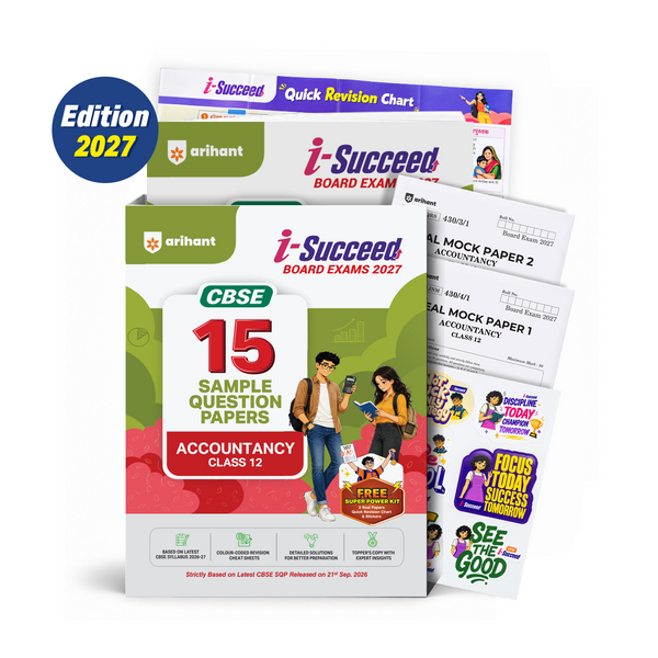 Combo (Set of 5 Books) i-Succeed CBSE Class 12 Exam 2027 Prep Kit: 15 Sample Papers (Applied Maths, BST, Accountancy, Eng Core & Hindi Kendrik) | Colour Cheat Sheets, Toppers Copy & Free Super Power Kit | Based on Latest SQP Released 21 Sept 2026