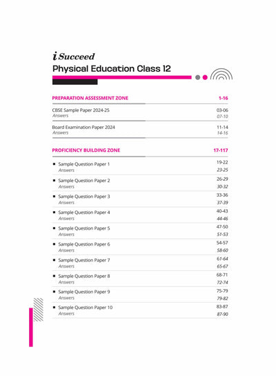 i-Succeed CBSE Physical Education Class 12th | 15 Sample Question Papers | For CBSE Exams 2025
