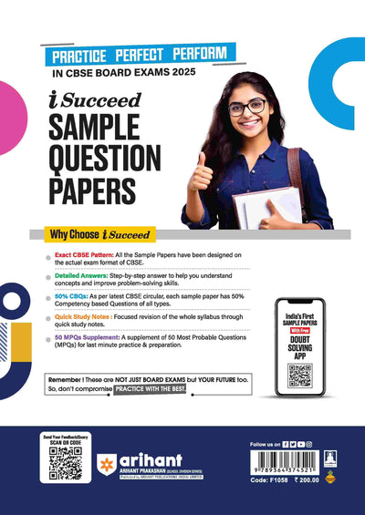 i-Succeed CBSE Sociology Class 12th | 10 Sample Question Papers | For CBSE Exams 2025