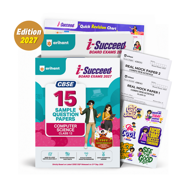 i-Succeed CBSE 15 Sample Question Papers Class 12 Computer Science Exam 2027 | Colour-Coded Revision Cheat Sheets, Toppers Copy with Expert Insights | FREE SUPER POWER KIT | Based on Latest CBSE SQP Released 21 Sept 2026