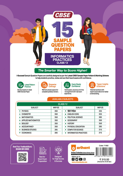 i-Succeed CBSE 15 Sample Question Papers Class 12 Informatics Practices Exam 2027 | Colour-Coded Revision Cheat Sheets, Toppers Copy with Expert Insights | FREE SUPER POWER KIT | Based on Latest CBSE SQP Released 21 Sept 2026