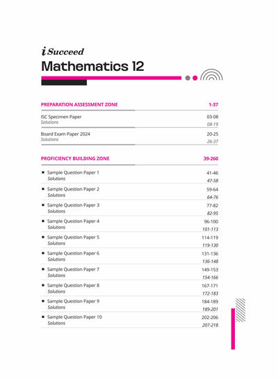 i-Succeed ISC Mathematics Class 12th | 15 Sample Question Papers | For ISC Exams 2025