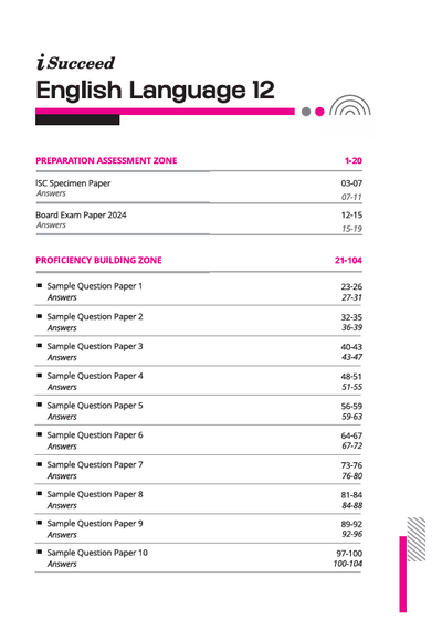 i-Succeed ISC 2026 – English Language (Paper 1) Class 12 | 10 Sample Papers | Based on Latest ISC Syllabus | Includes Solved Specimen Paper, 2025 Board Paper & Council-style Answers