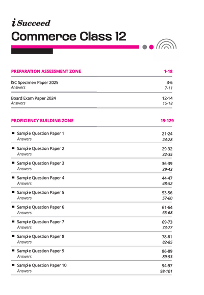 i-Succeed ISC 2026 – Commerce Class 12 | 15 Sample Question Papers | Based on Latest ISC Syllabus | Includes Solved Specimen Paper, 2025 Board Paper & Council-style Answers