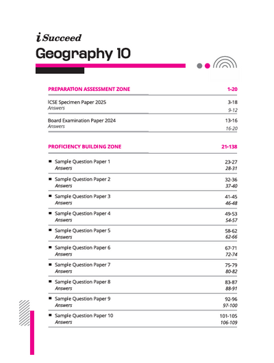 i-Succeed ICSE 2026 – Geography Class 10 | 15 Sample Papers | Based on Latest ICSE Syllabus | Includes Solved Specimen Paper, 2025 Board Paper & Council-style Answers