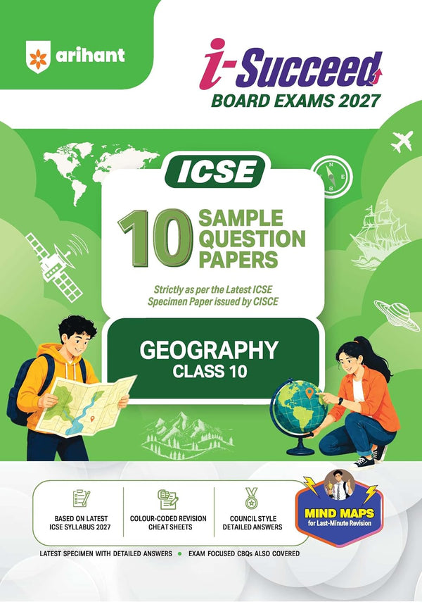 Combo (Set of 10 Books) i-Succeed ICSE Class 10 Exam 2027 Prep Kit: 10 Sample Papers (Physics, Chem, Maths, Bio, Hist, Geog, Eng 1 & 2, Comp & Hindi) | Colour Cheat Sheets, Mind Maps, Council Style Answers & CBQs | Based on Latest CISCE Syllabus