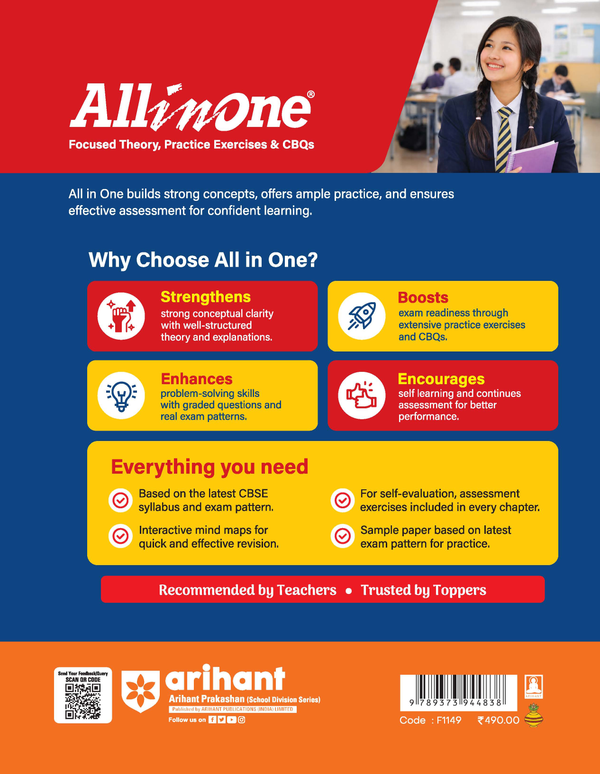 All in One English Communicative Class 10 for CBSE Exam 2026-27 book cover NCERT based guide with theory practice CBQs sample papers Arihantbooks