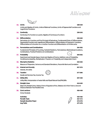 All in One Applied Mathematics Class 11 CBSE 2026-27 Table of Contents