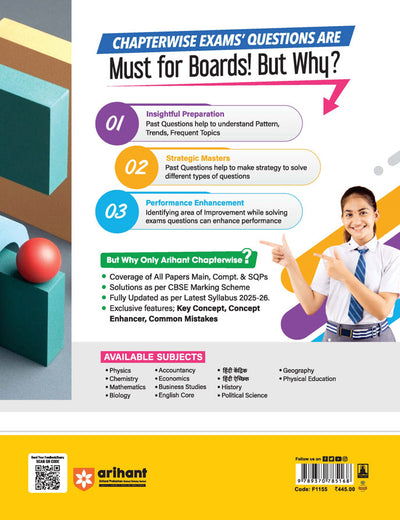 CBSE Chapterwise-Question Bank (2025 - 2016) Mathematics Class 12th Exam | Key Concepts, Concept Enhancer & Common Mistakes | English Medium