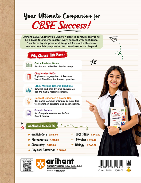 CBSE Mathematics Class 12 Chapterwise Question Bank for Board Exam 2027 | PYQs with Revision Theory, Detailed Solutions, Exam Tips & Sample Papers as per Latest CBSE Syllabus & Exam Pattern