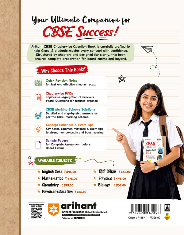 CBSE English Class 12 Chapterwise Question Bank for Board Exam 2027 | Chapterwise PYQs with Revision Theory, Detailed Solutions, Exam Tips & Sample Papers as per Latest CBSE Syllabus & Exam Pattern