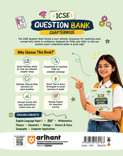 ICSE Computer Applications Class 10 Question Bank for Exam 2027 | 22 Years Chapterwise & Topicwise PYQs (2026–2005) with Detailed Step-by-Step Answers, Examiner's Comments, Smart Tips & 3 Sample Papers