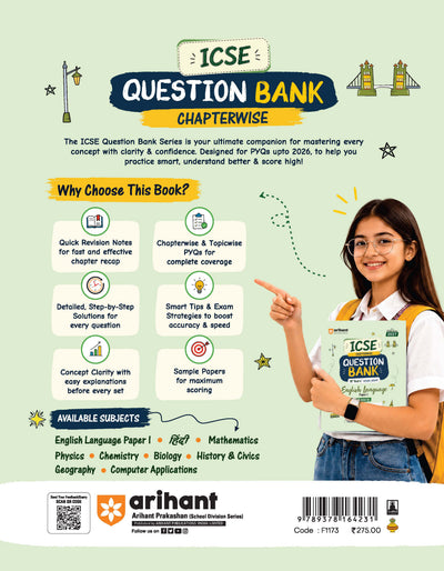 ICSE English Language (Part 1) Class 10 Question Bank for Exam 2027 | 18 Years Chapterwise & Topicwise PYQs (2026–2009) with Detailed Step-by-Step Answers, Examiner's Comments, Smart Tips & 3 Sample Papers