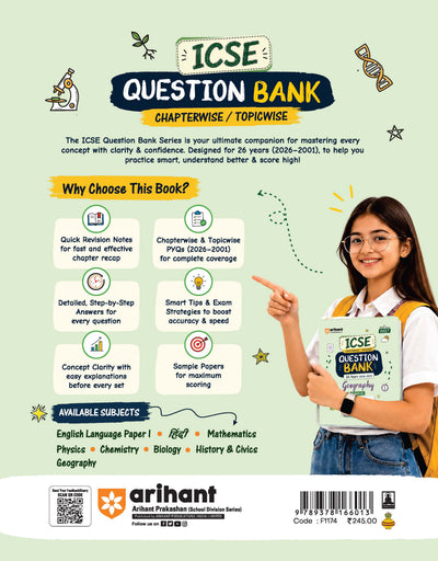 ICSE Geography Class 10 Question Bank for Exam 2027 | 26 Years Chapterwise & Topicwise PYQs (2026–2001) with Detailed Step-by-Step Answers, Examiner's Comments, Smart Tips & 3 Sample Papers