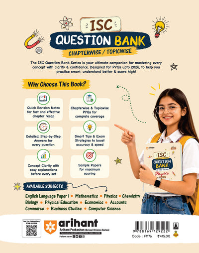 ISC Physics Class 12 Question Bank for Exam 2027 | 16 Years Chapterwise & Topicwise PYQs (2026–2001) with Detailed Step-by-Step Answers, Examiner's Comments, Smart Tips & 3 Sample Papers