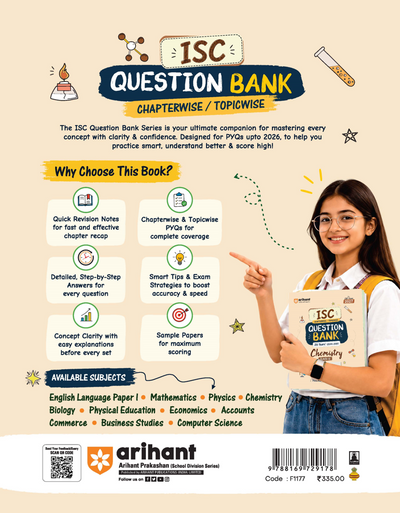 ISC Chemistry Class 12 Question Bank for Exam 2027 | 26 Years Chapterwise & Topicwise PYQs (2026–2001) with Detailed Step-by-Step Answers, Examiner's Comments, Smart Tips & 3 Sample Papers