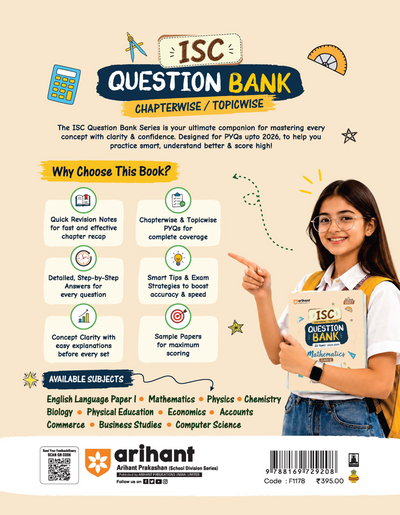 ISC Mathematics Class 12 Question Bank for Exam 2027 | 26 Years Chapterwise & Topicwise PYQs (2026–2001) with Detailed Step-by-Step Answers, Examiner's Comments, Smart Tips & 3 Sample Papers