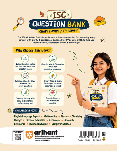 ISC Commerce Class 12 Question Bank for Exam 2027 | 26 Years Chapterwise PYQs (2026–2001) with Detailed Step-by-Step Answers, Examiner's Comments, Smart Tips & 3 Sample Papers