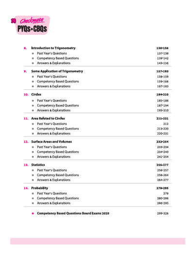 Checkmate CBSE Class 10Mathematics (Standard) | PYQs & CBQs (Competency Based Questions & Previous Year Questions) | Updated Edition 2026