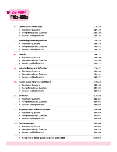 Checkmate CBSE Class 10Science | PYQs & CBQs (Competency Based Questions & Previous Year Question)| Updated Edition 2026