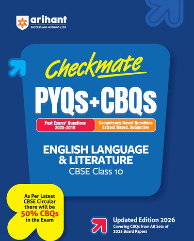 Checkmate CBSE Class 10English Language & Literature | PYQs & CBQs (Competency Based Questions & Previous Year Question)| Updated Edition 2026