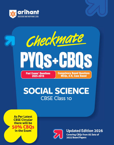 Checkmate CBSE Class 10Social Science | PYQs & CBQs (Competency Based Questions & Previous Year Question)| Updated Edition 2026