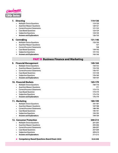 Checkmate CBSE Class 12 Business Studies Competency Based Questions (CBQs) | Updated Edition 2026