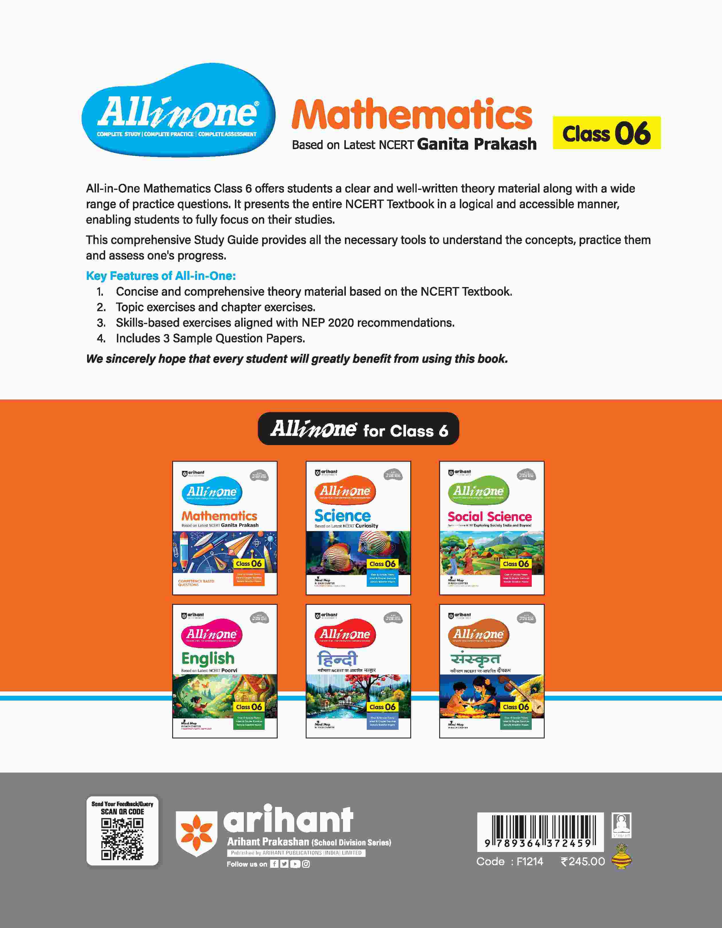 Math Subject Textbooks All In One Mathematics Book Class 6 2027 | Based on NCERT – arihantbooks