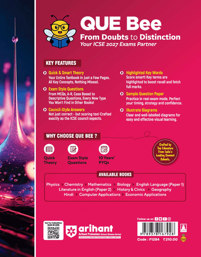 ICSE Chemistry Class 9 Exam Book | Quick Theory, Exam Pattern Questions & Sample Papers | As per Latest ICSE Syllabus | Que Bee 2nd Edition
