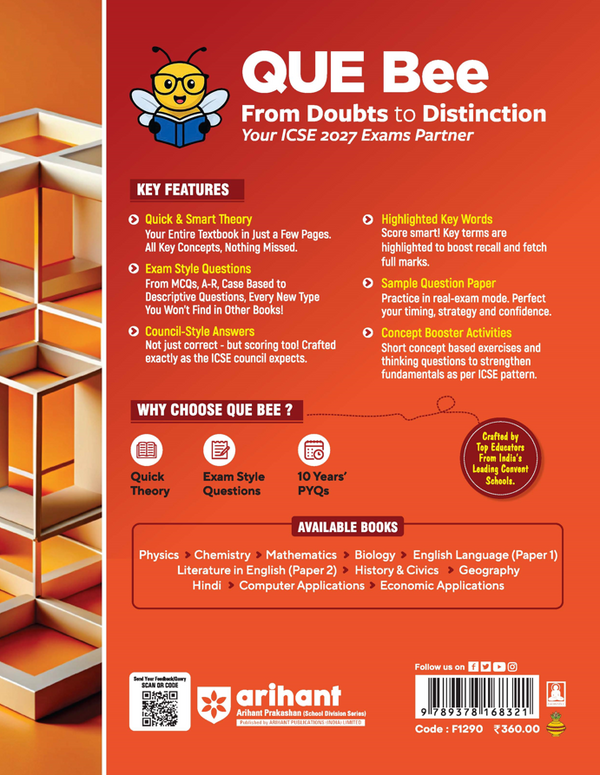 ICSE Mathematics Class 9 Exam Book | Quick Theory, Exam Pattern Questions & Sample Papers | As per Latest ICSE Syllabus | Que Bee 2nd Edition