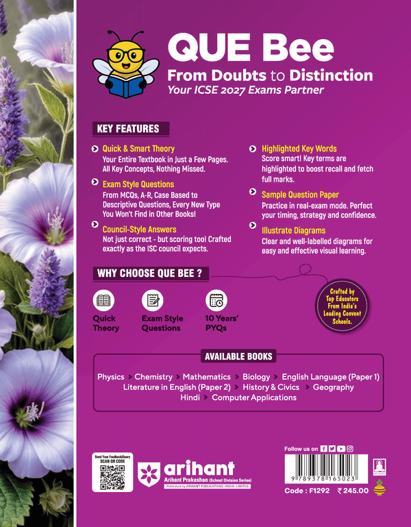 ICSE English Language (Paper I)  Class 9 & 10 Exam | Quick Theory, Exam Pattern Questions & Sample Papers | As per Latest ICSE Syllabus | Que Bee 2nd Edition