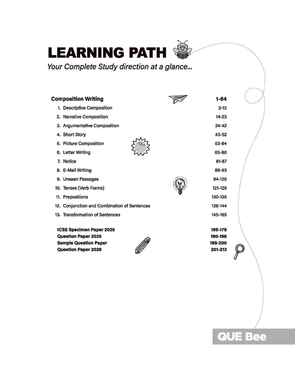 ICSE English Language (Paper I)  Class 9 & 10 Exam | Quick Theory, Exam Pattern Questions & Sample Papers | As per Latest ICSE Syllabus | Que Bee 2nd Edition