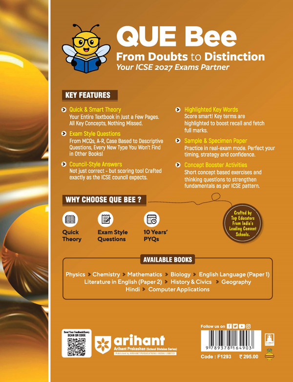 ICSE Physics Class  10 Exam | Quick Theory, Exam Pattern Questions & Sample Papers | As per Latest ICSE Syllabus | Que Bee 2nd Edition