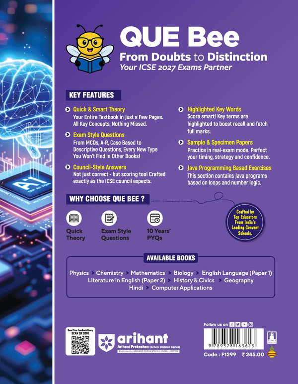 ICSE Computers Application Class  10 Exam | Quick Theory, Exam Pattern Questions & Sample Papers | As per Latest ICSE Syllabus | Que Bee 2nd Edition