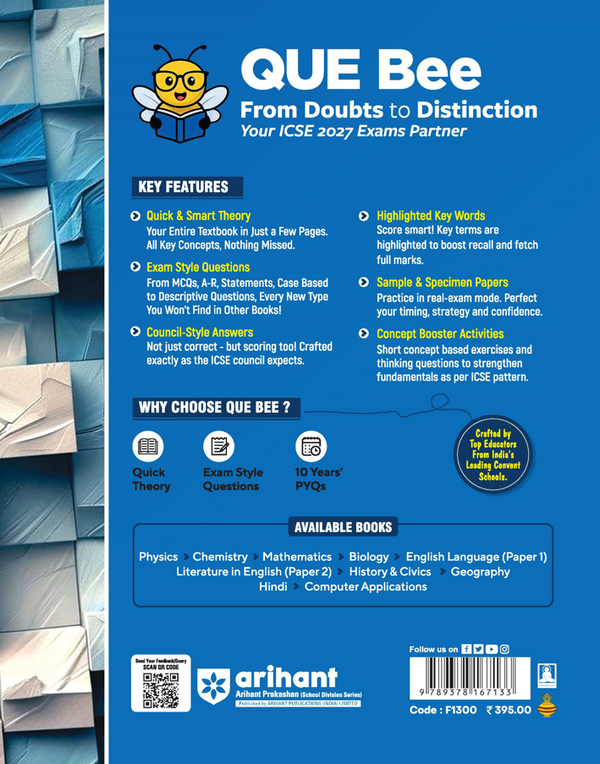 ICSE Mathematics Class  10 Exam | Quick Theory, Exam Pattern Questions & Sample Papers | As per Latest ICSE Syllabus | Que Bee 2nd Edition